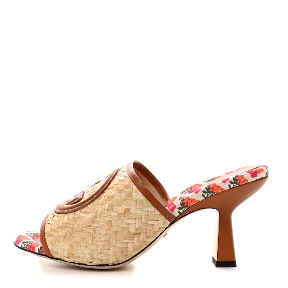 NIB Gucci Mabel Raffia Slide Sandals 75mm kitten heel SZ 40G US 10